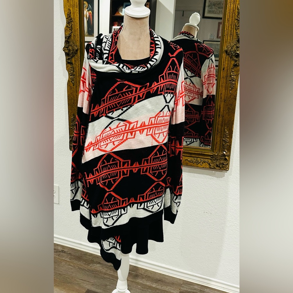 Southwestern Aztec Tribal Western Waterfall Open Front Cardigan Sweater Sz 1X - Picture 4 of 8